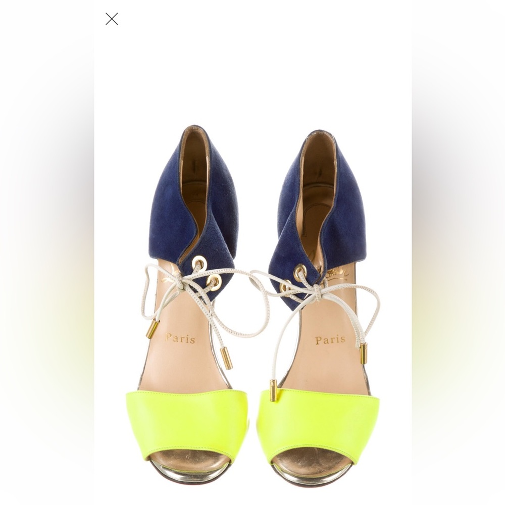 Christian Louboutin Blue and Yellow Heels Sophisticated Style